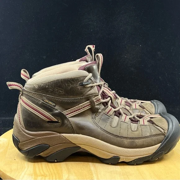 KEEN Dry Waterproof Boots Wmns Size 9.5 Brown Leather Hiking Outdoor - Picture 5 of 10